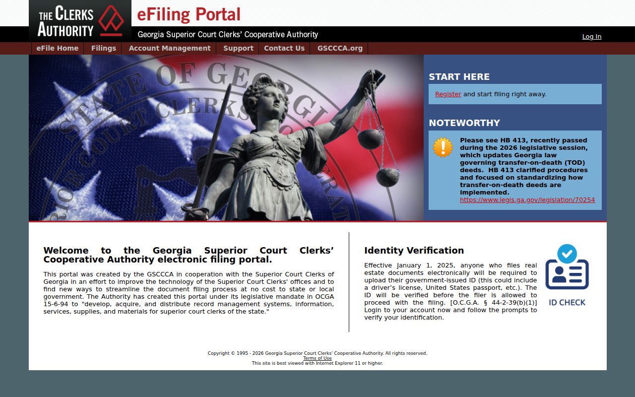 GSCCCA real-estate eFile boundary for Jefferson County civil searches