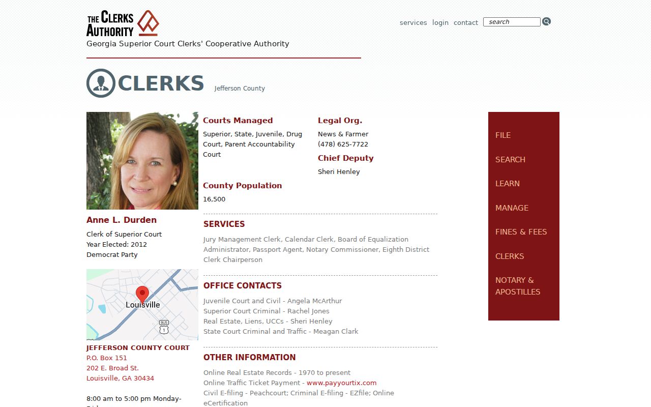 GSCCCA Jefferson County Clerk directory for docket access