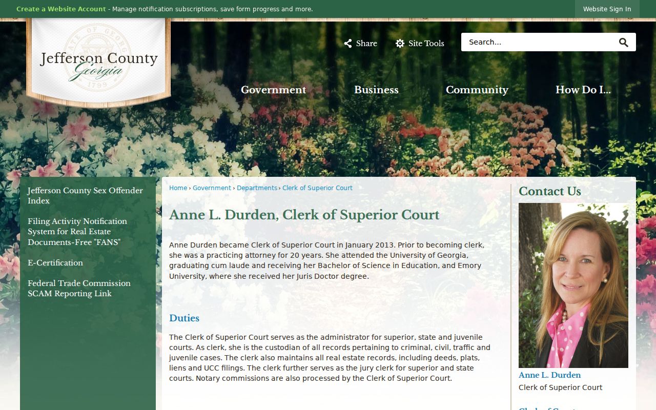 Jefferson County Clerk of Superior Court docket office
